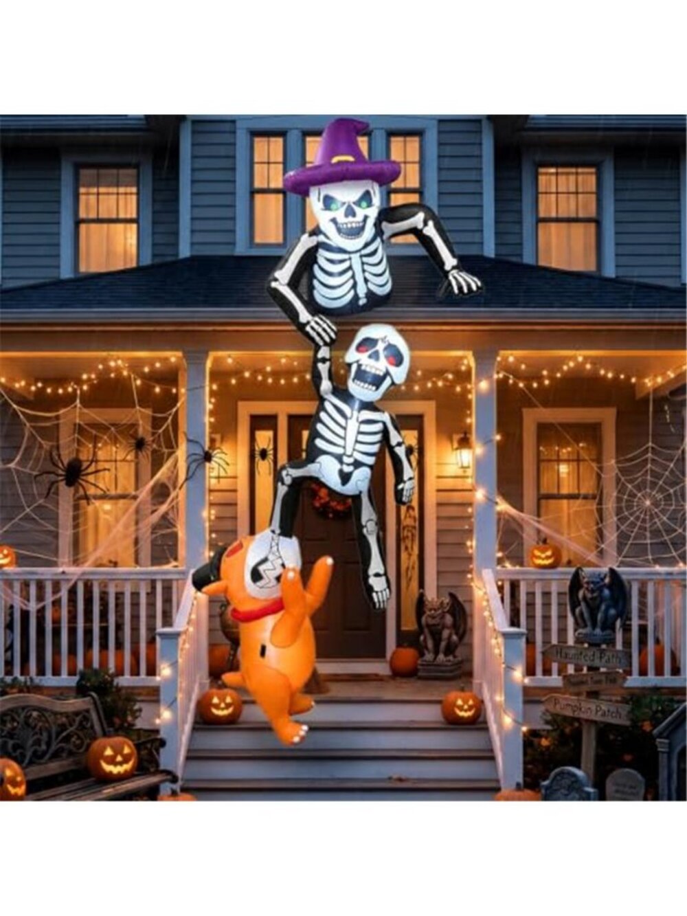 8FT Halloween Inflatables Outdoor Decorations Skeleton Halloween Blow Ups